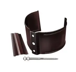 Хомут трубы металлический на камень Grand Line ПВХ цвет Шоколад